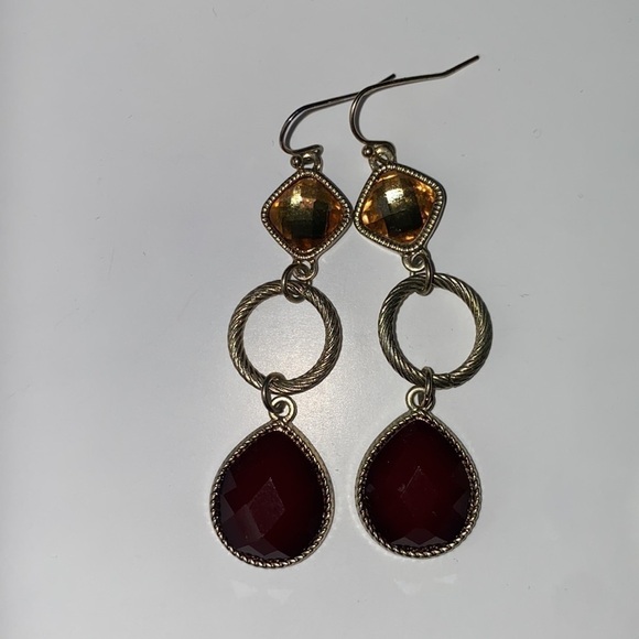 Two sets of earrings, gold, blue, red - Picture 2 of 4